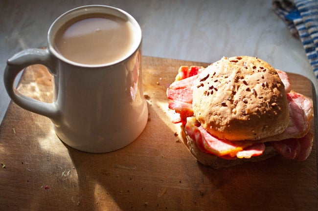 Image result for coffee and bacon sandwich