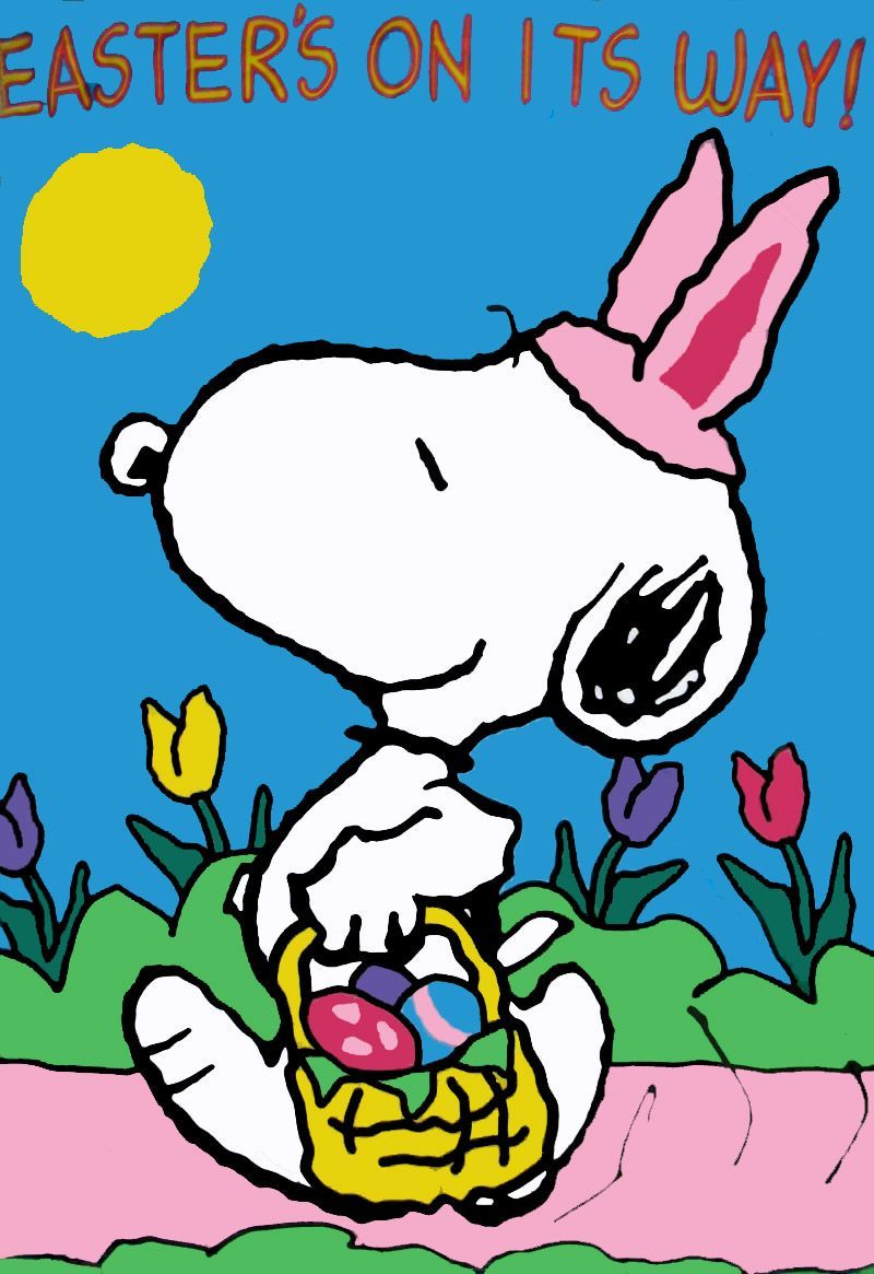 EASTERS ON ITS WAY Flag Snoopn4pnutscom  Snoopy easter Snoopy Snoopy  pictures