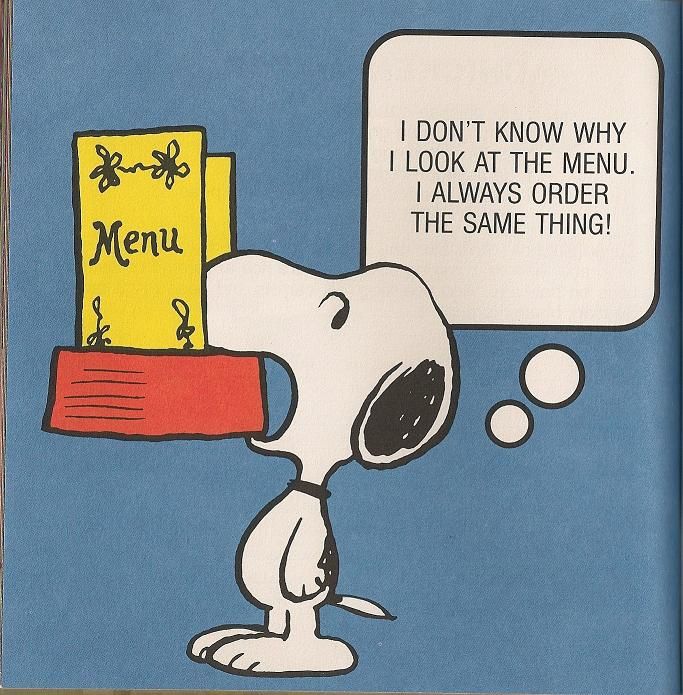 Peanuts Snoopy I dont know why I look at the menu I