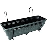 Hanging Balcony Planter - 60cm Trough holder for use on balconies fences or railings An ideal alternative to a window box Black