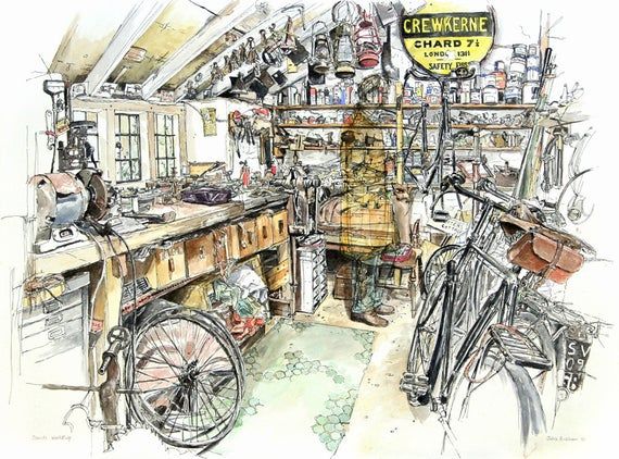 Tools Old Bikes Bicycles Man Cave Shed Fathers Day - Etsy  Man cave shed  Old bikes Man cave design