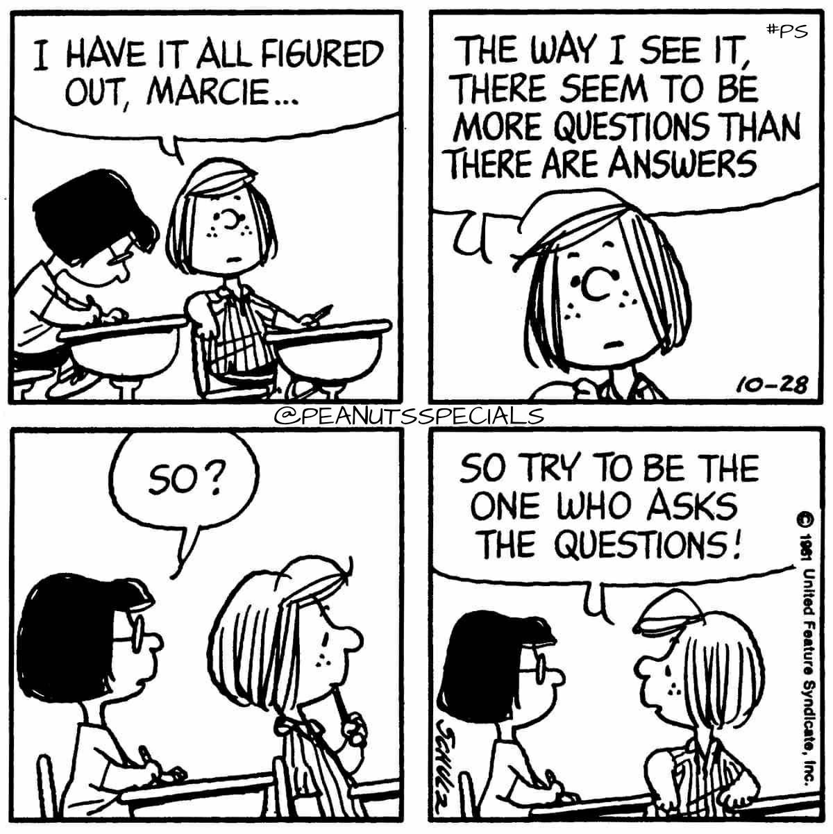 peanutsspecials ps pnts schulz peppermintpatty marcie questions  answers so  Charlie brown comics Snoopy cartoon Snoopy comics