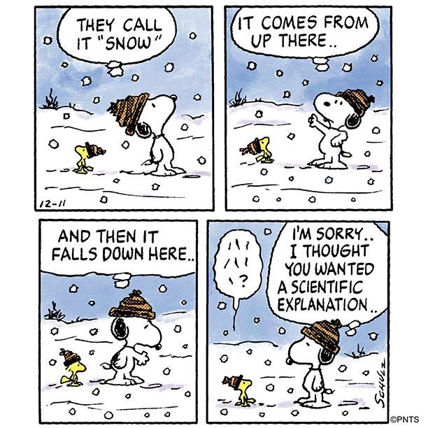 The science of snow   Snoopy comics Snoopy funny Peanuts snoopy comics