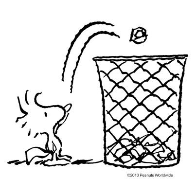 Woodstock Playing Trash Can Basketball  Woodstock peanuts Snoopy and  woodstock Woodstock