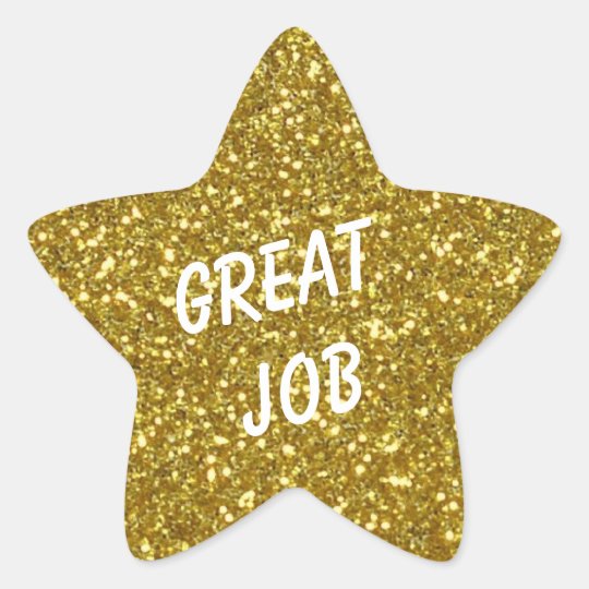 Custom Message Gold Star with Gold Glitter Texture Star Sticker   Zazzlecouk