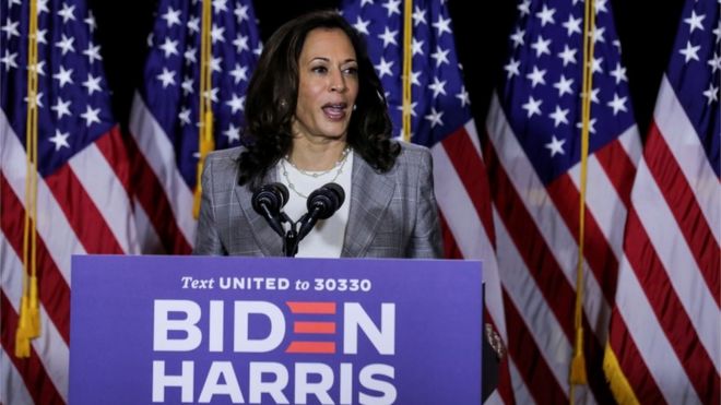Kamala Harris speaks a campaign event in Wilmington Delaware 13 August 2020