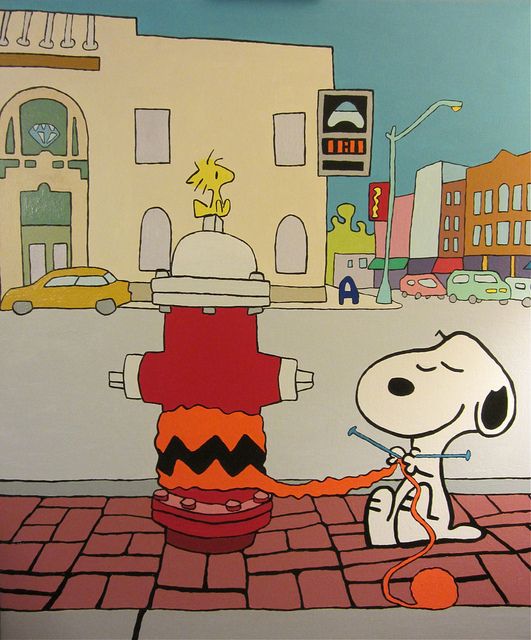 Colorful Yarnbombing Street Art with Snoopy