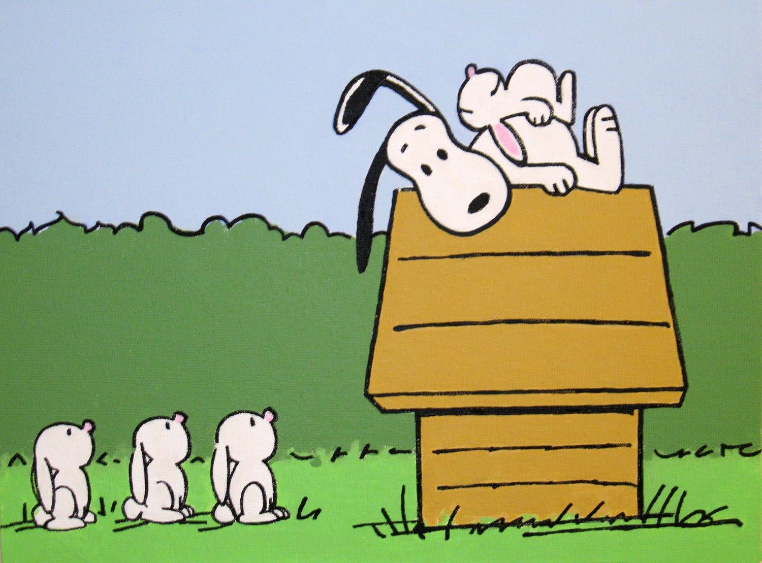 snoopy and the bunnies peanuts comic painting from the 60s 6000 via  Etsy  Snoopy dibujos Personajes de snoopy Imgenes de snoopy