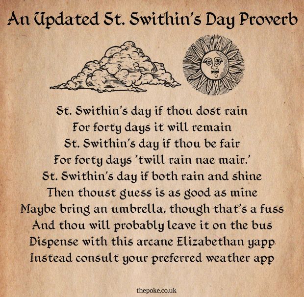 An updated St Swithins day proverb  St swithins day Proverbs