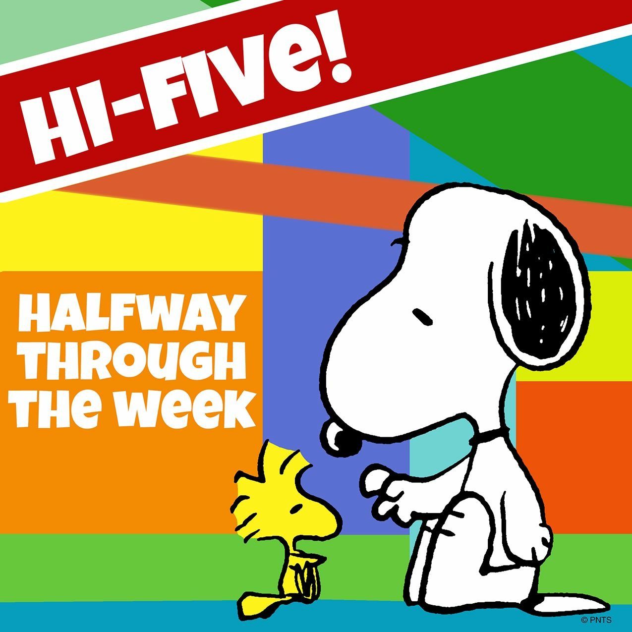 Hi-Five Halfway thru the week  Snoopy Snoopy quotes Snoopy love