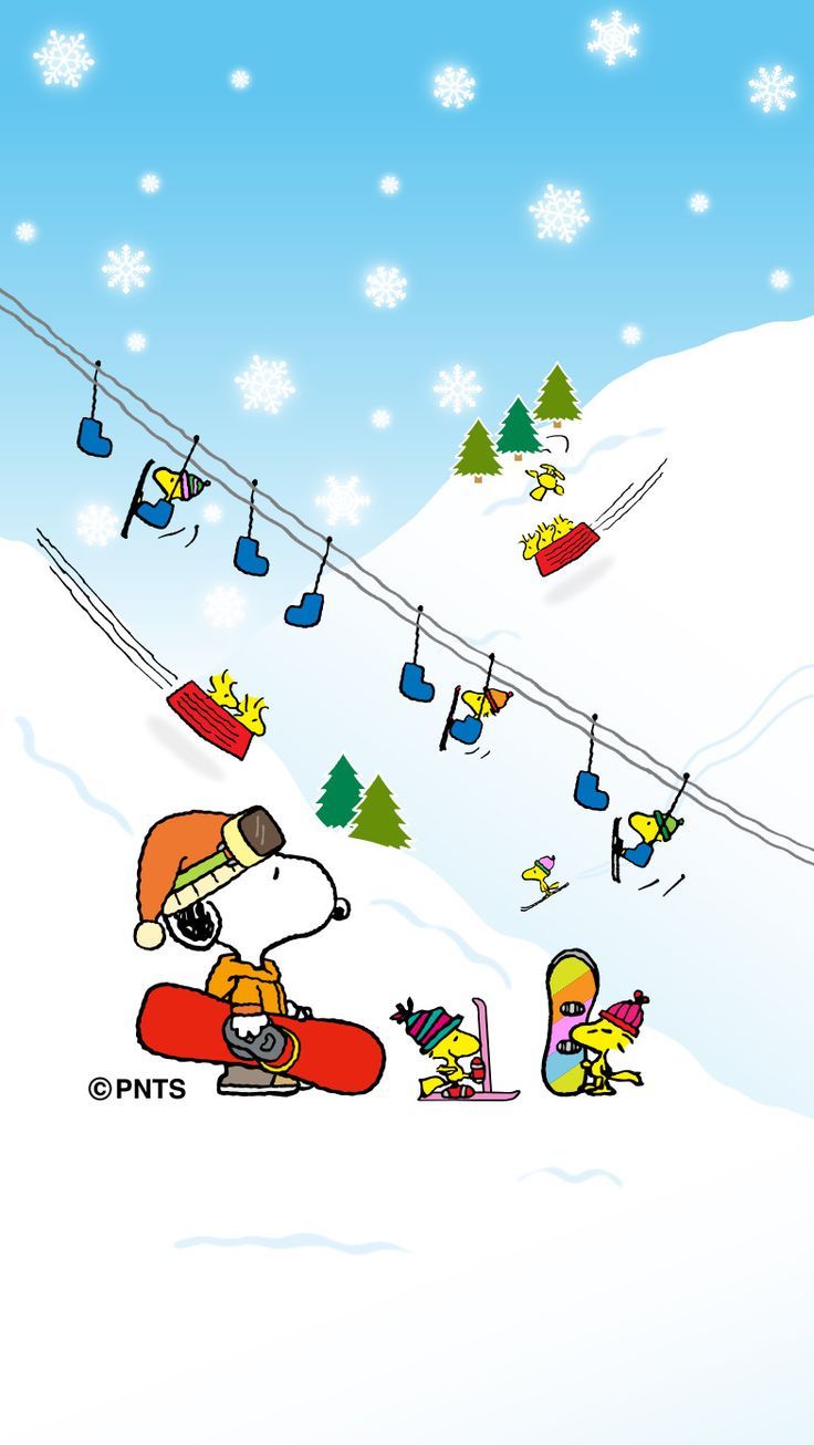 Snoopy amp Woodstock going to the ski lift They use sock for the birds  Adorable  Snoopy wallpaper Snoopy pictures Snoopy and woodstock