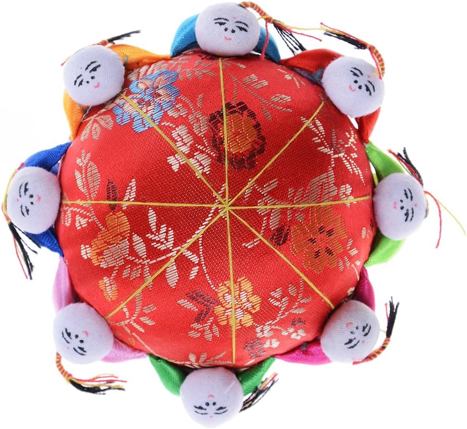 Ongwish Chinese Style Red Oriental Needle Pin Cushion with 8 Kids