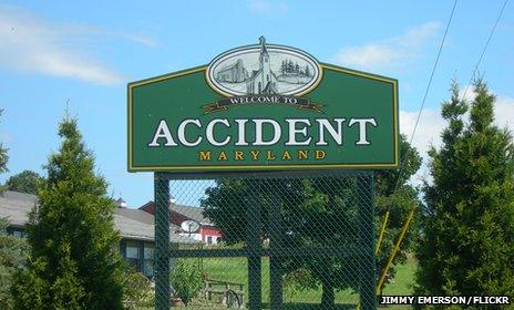 Sign of the town Accident in Maryland US