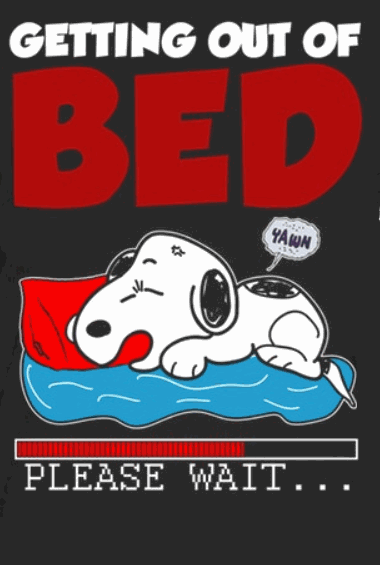 Getting out of bed Please wait Yawn  Snoopy cartoon Snoopy pictures  Snoopy funny
