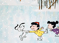 Snoopy skating with the gang gif  Charlie brown christmas Snoopy  Peanuts gang