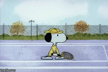 Snoopy playing tennis and gets angry LS