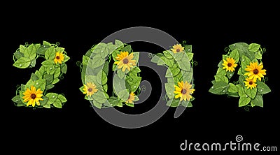 http://thumbs.dreamstime.com/x/new-year-date-lined-green-leaves-flower-drops-dew-isolated-black-background-32943916.jpg