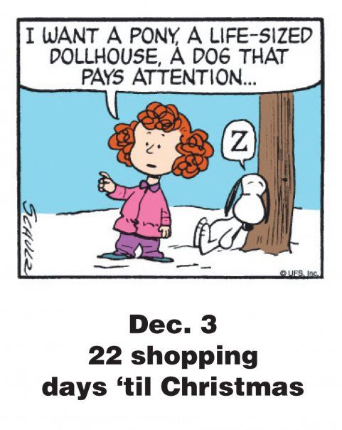 Dec 3 - This is a classic countdown panel from 2009  Snoopy funny Snoopy  christmas Charlie brown and snoopy