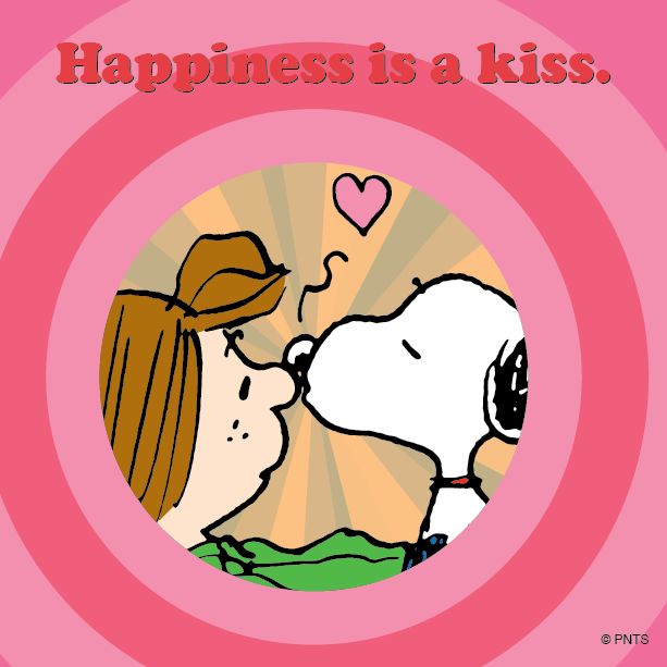 Snoopy - Happiness is a kiss  Snoopy quotes Snoopy Snoopy
