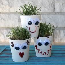 Image result for grass head crafts  Crafts for kids Crafts Planters