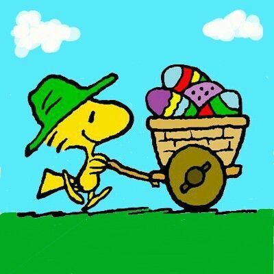Snoopy Easter cart of eggs  Snoopy easter Easter images Snoopy and  woodstock