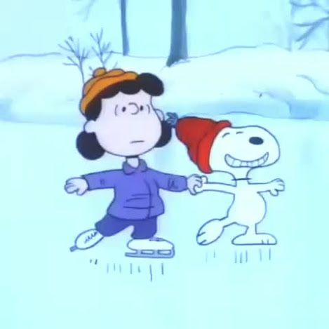 Lucy and Snoopy Ice Skating  Snoopy love Charlie brown christmas Snoopy