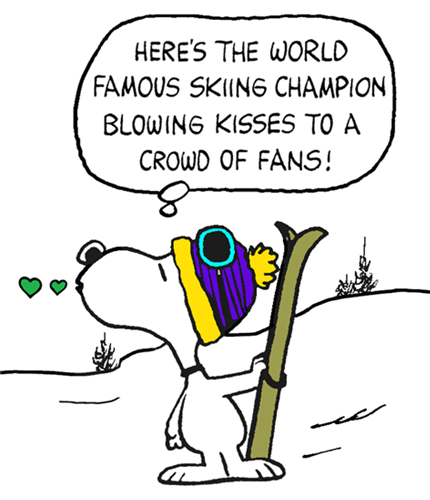 Snoopy - The World Famous Skiing Champion Loves his Fans  Good morning  snoopy Snoopy Snoopy and woodstock