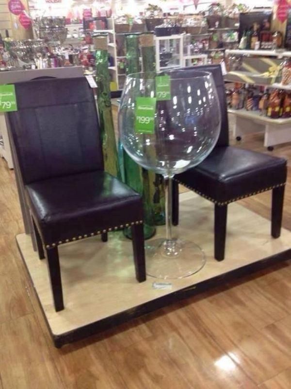We just need 2 straws Very BIG straws  Giant wine glass Wine