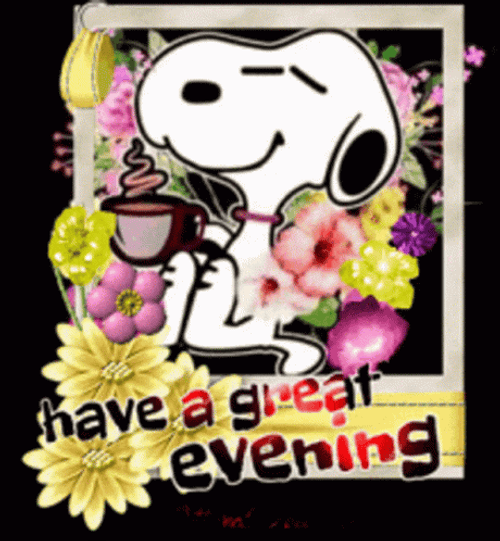 Snoopy Drinking Coffee Have A Great Night GIF  GIFDBcom