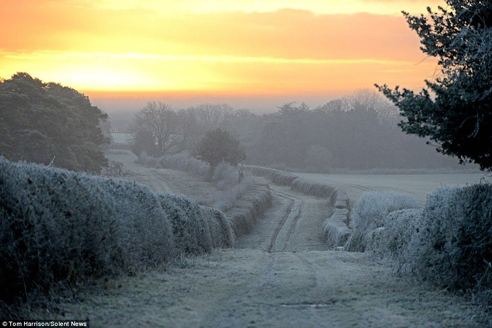 Cold and frosty morning  British countryside Snow scenes Britain