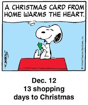 Dec12 - This is a classic countdown panel from 2002  Snoopy cartoon Snoopy  christmas Snoopy love