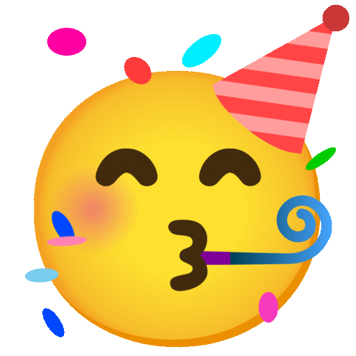 Partying Face on Noto Color Emoji Animated