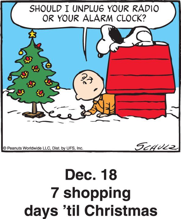 Dec 18 - This is a classic countdown panel from 2004  Snoopy cartoon Charlie  brown and snoopy Snoopy funny