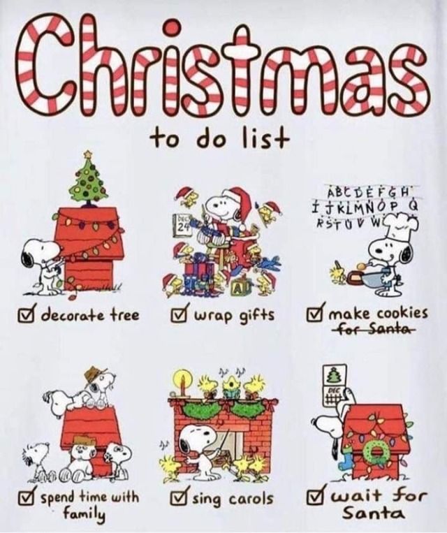 Christmas Celebration  Snoopy Peanuts gang christmas Christmas to do list