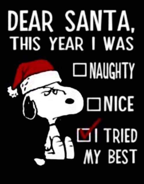 Funny dear Santa snoopynot on naught lost nor nice list -Vera    Snoopy funny Snoopy christmas Peanuts charlie brown snoopy