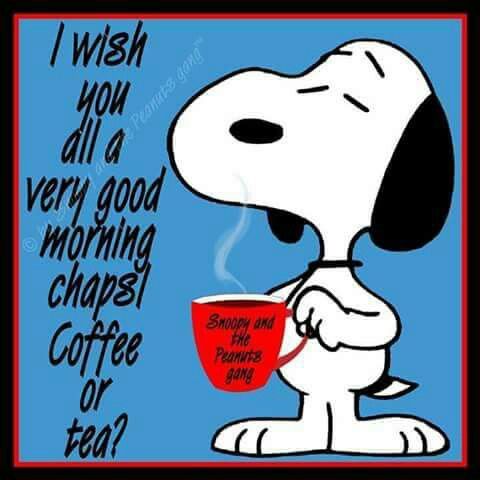 I wish you all a very good morning chaps Coffee or tea --Peanuts  GangSnoopy  Snoopy cartoon Good morning snoopy Snoopy