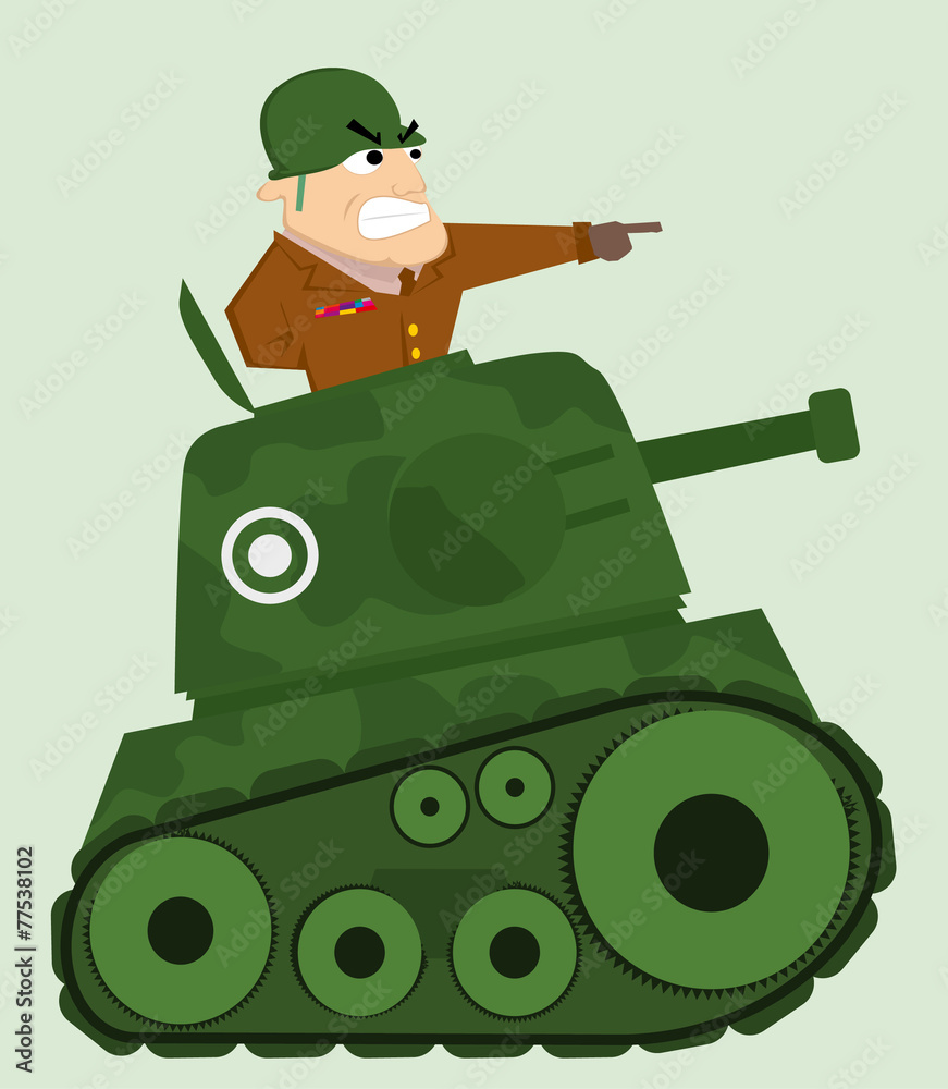 Cartoon tank with army soldier Stock Vector  Adobe Stock