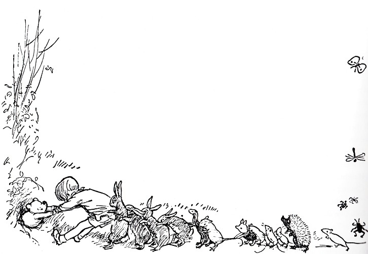 Image result for winnie the pooh stuck in rabbit hole e h shepard
