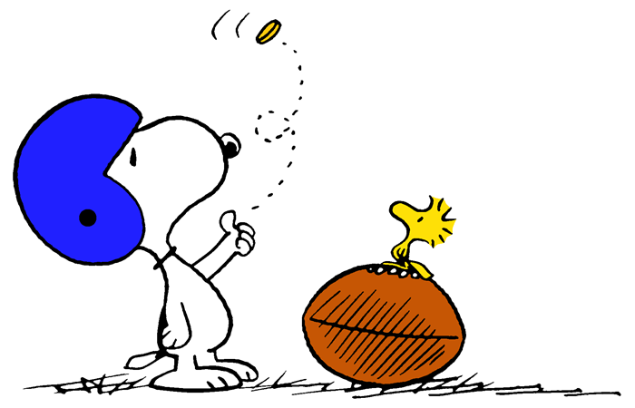 Snoopy and Woodstock - Heads or Tails on the Football Field