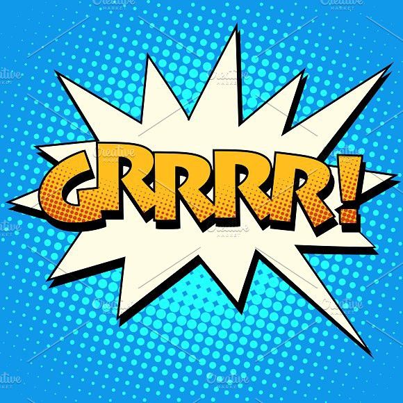 Growling grrrr comic bubble retro  Comic bubble Retro text Vintage pop  art