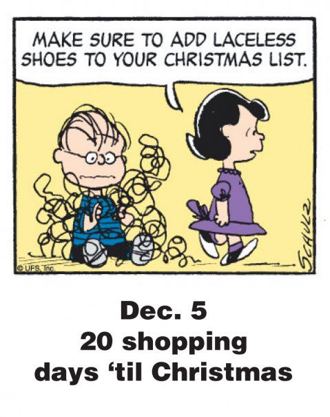 Dec 5 - This is a classic countdown panel from 2009  Snoopy christmas  Snoopy funny Snoopy love