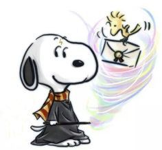 Snoopy as Harry Potter and Woodstock as Hedwig  Snoopy and woodstock  Snoopy love Snoopy images