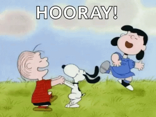 Snoopy The Peanuts HOURRA  Happy day gif Happy gif Happy saturday