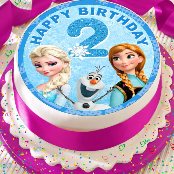 FROZEN ELSA  ANNA HAPPY 2ND BIRTHDAY PRECUT EDIBLE 75 INCH CAKE TOPPER  4U186  eBay