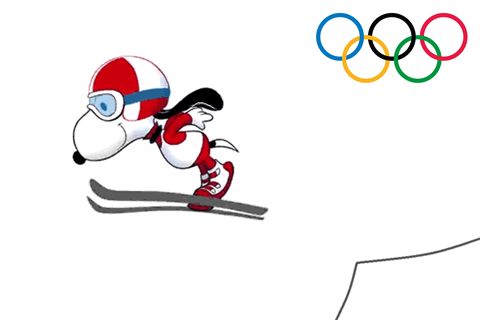 Snoopy Ski Jumping at The Winter Olympics  Snoopy images Snoopy Charlie  brown and snoopy