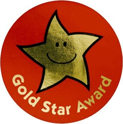 38mm Gold Star Award 50 metallic reward stickers Amazoncouk
